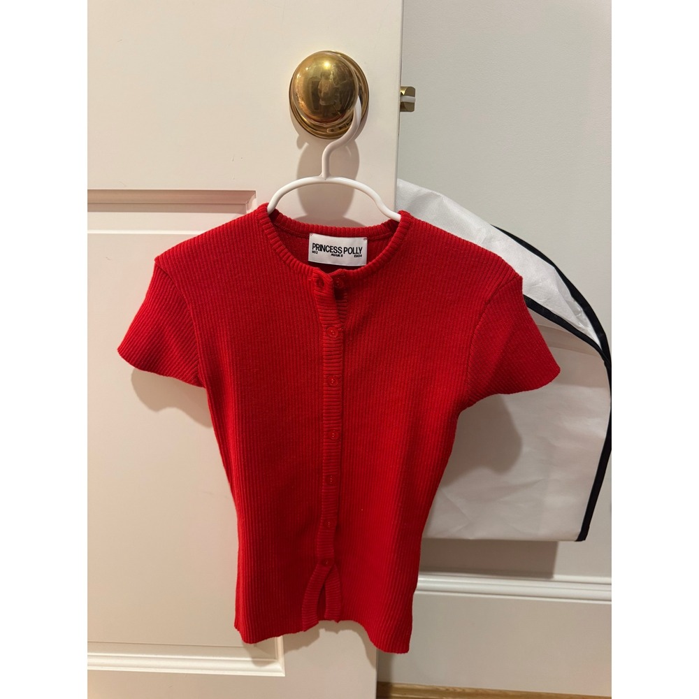 Princess Polly Suzu Knit Top Red 2 - Picture 3 of 5